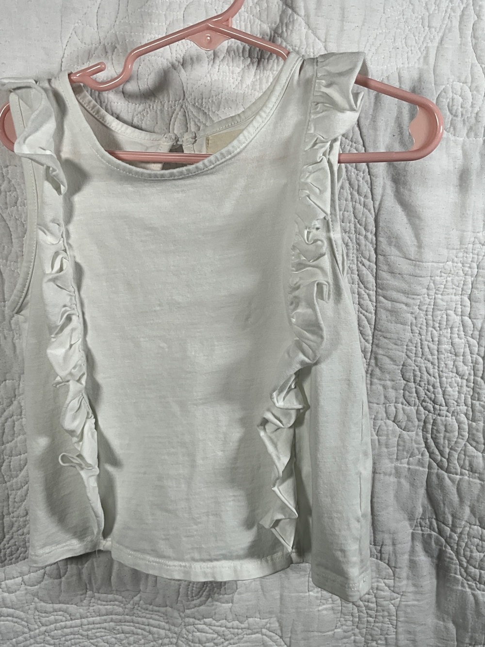 Girls' White Ruffle Tank Top